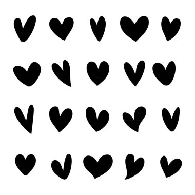 Resmedilmiş kalp simgesi ya da logo izole edilmiş işaret sembolü çizimi koleksiyonu - yüksek kaliteli siyah biçim vektör simgeleri 