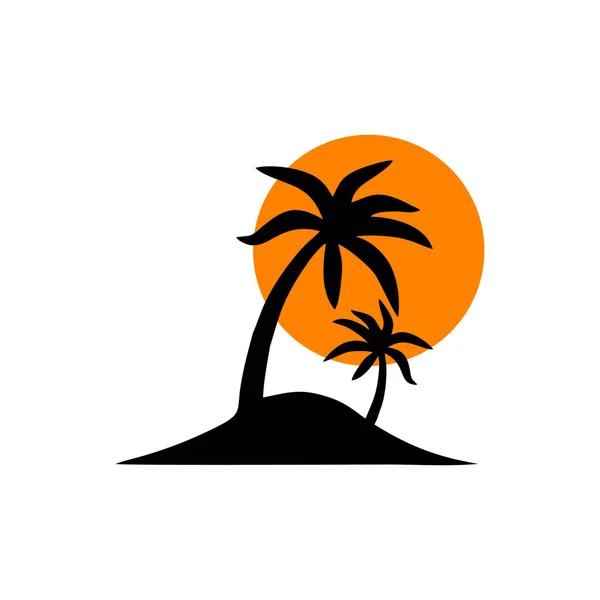 Wyspa Wektorem Ikony Palm Symbol Projektowania Web Flat — Wektor stockowy