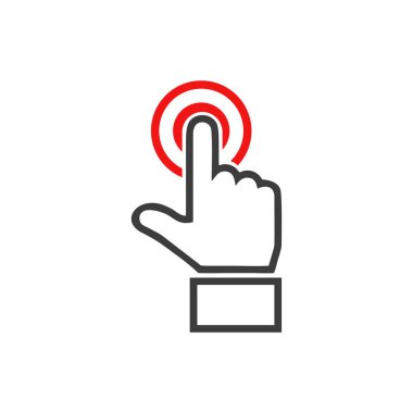 İkon vektörüne elle dokun. Web düz tasarımı için sembol