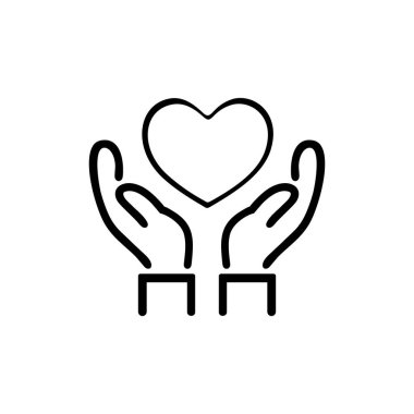 Eller kalp ikonunu tutuyor. Tasarımınız için grafiksel ögeler