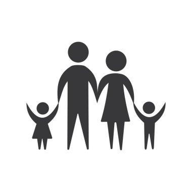 Aile ikonu vektörünün gösterimi. Web düz tasarımı için sembol