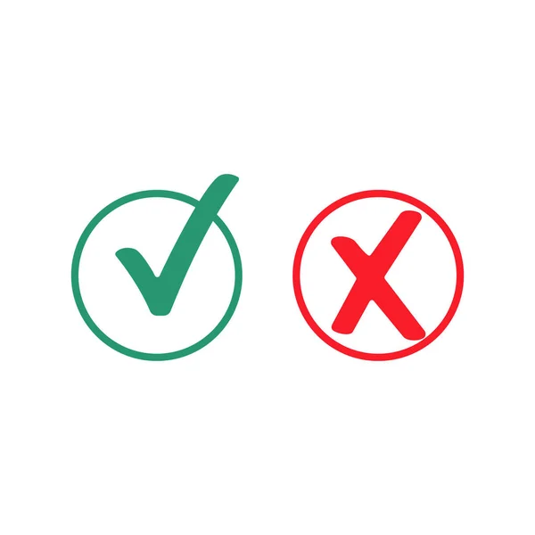 Garrapata Verde Símbolo Marca Verificación Roja — Vector de stock