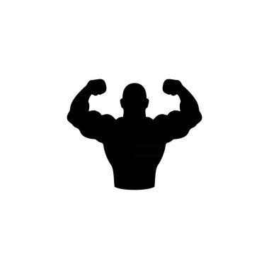 Vücut geliştirici simgesi ya da logo izole edilmiş işaret sembolü çizimi - yüksek kaliteli siyah biçim vektör simgeleri 