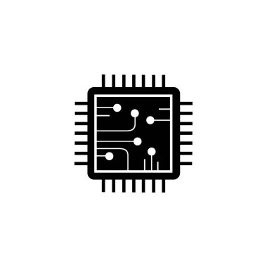 Beyaz arkaplanda basit bir işlemci