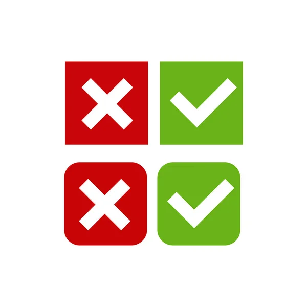 Icono Marca Verificación Verde Rojo — Vector de stock