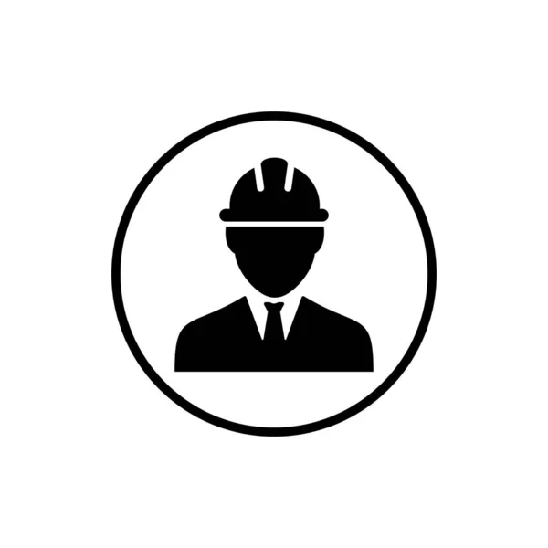 Construction Worker Circle Button — Stock Vector