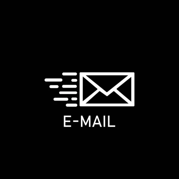 Mail Icône Simple Sur Fond Noir — Image vectorielle