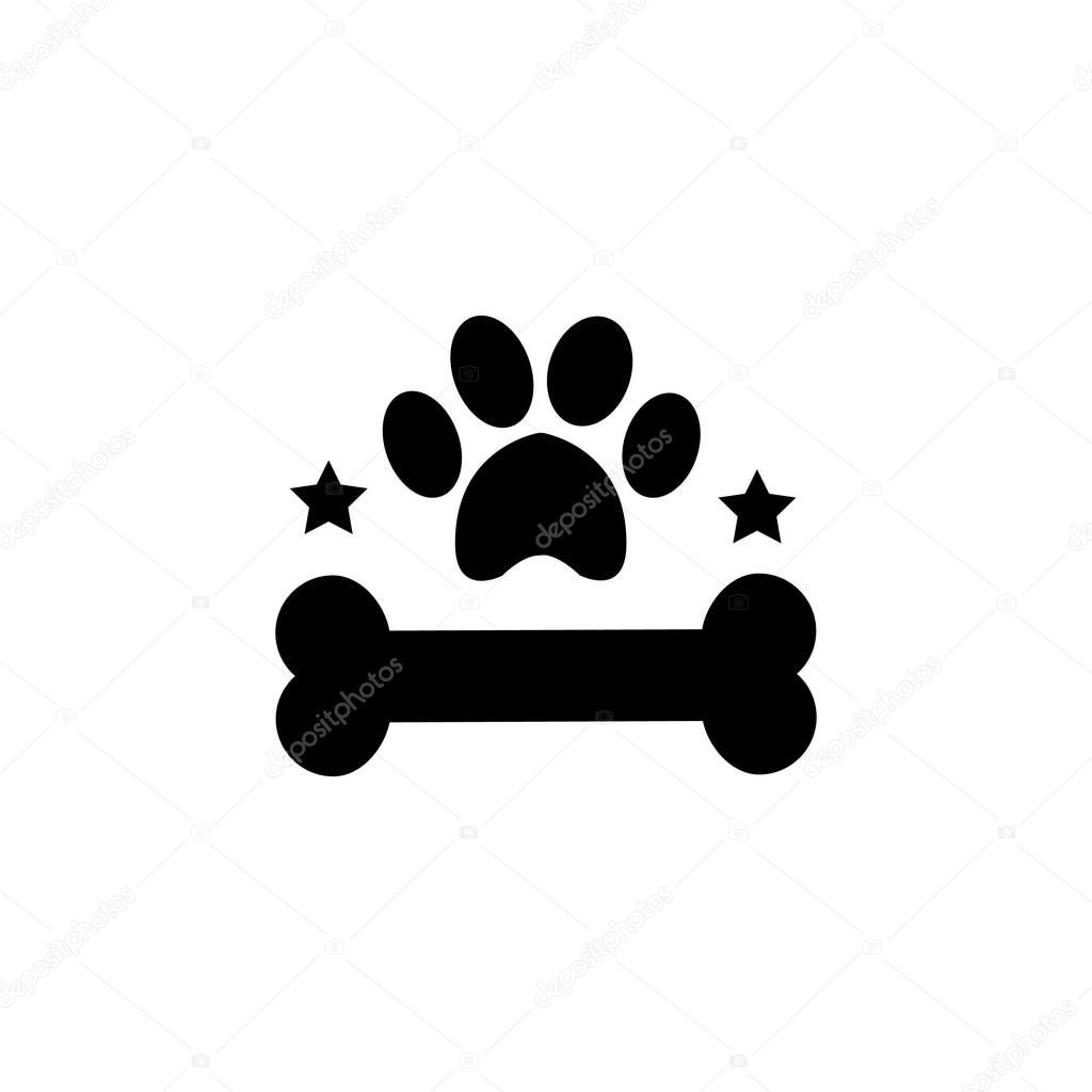 Bones and dog footprints logo
