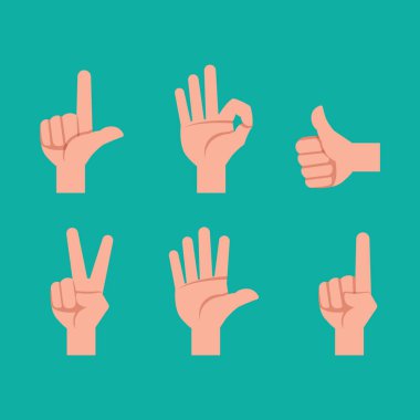 Farklı pozlarda eller koleksiyonu