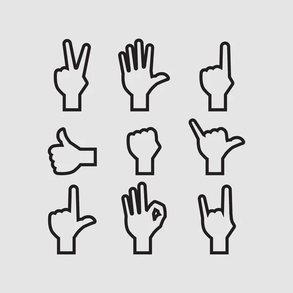 Hands Collectie Lijn Pictogram Logo — Stockvector