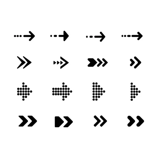 矢印のフラットスタイルのシンボルのセット — ストックベクタ