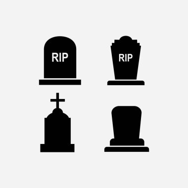 Beyaz arkaplanda izole edilmiş mezar düz simgesi