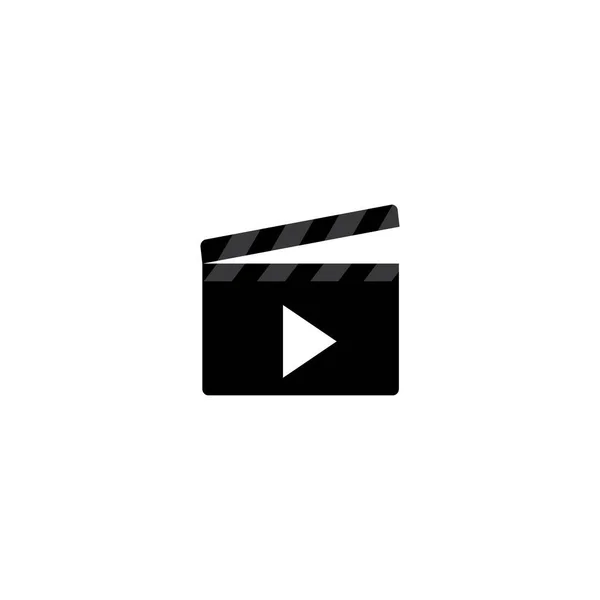 Clapper Película Open Icon Logo — Vector de stock