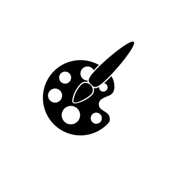 Paint and brush icon logo