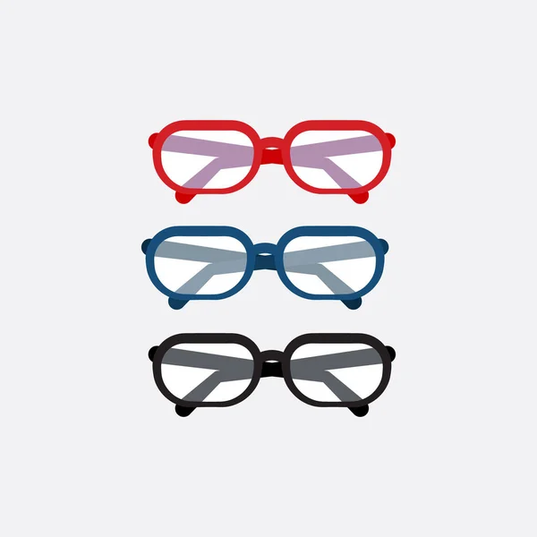Gözlük Simgesi Dizisi Düz Stil — Stok Vektör