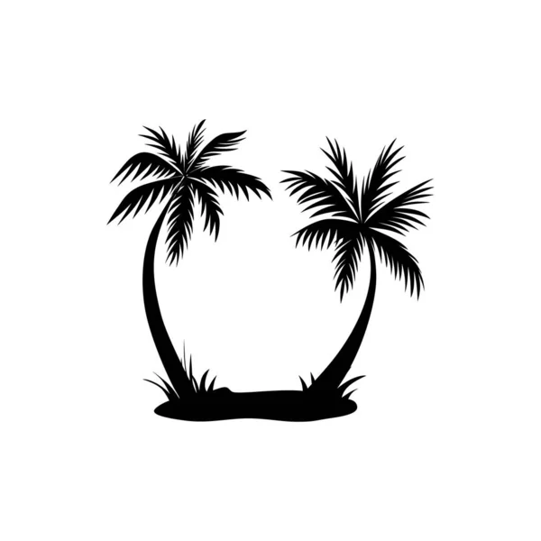 Double Palm Trees Silhouette — Stock Vector