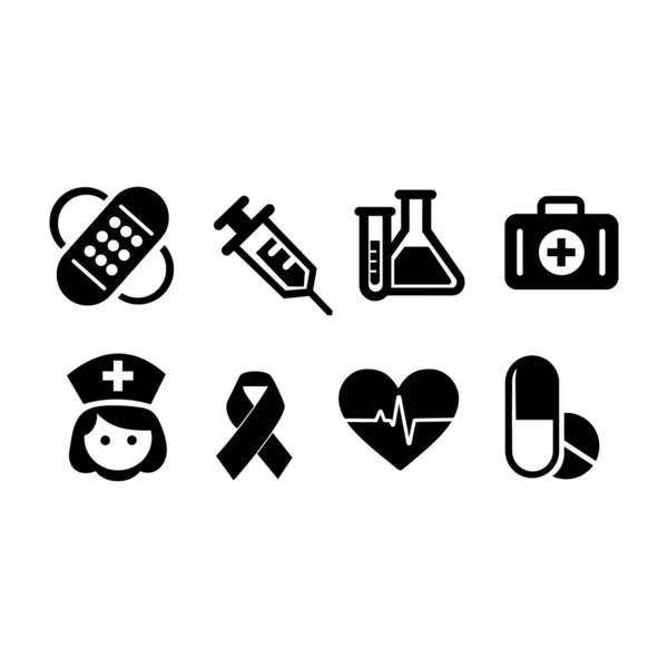 Medicine Icon Set Isolated White Background — Stock Vector