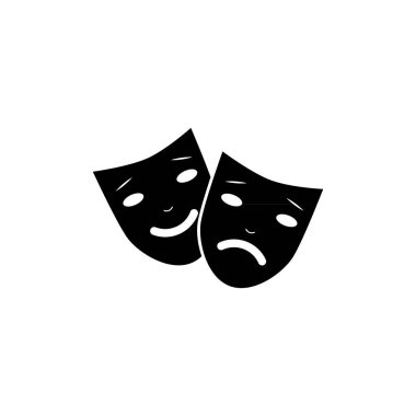 Teatral maske vektör simgesi beyaz arkaplanda izole