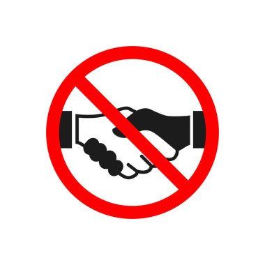 Beyaz arkaplanda el sıkışma yasağı işareti