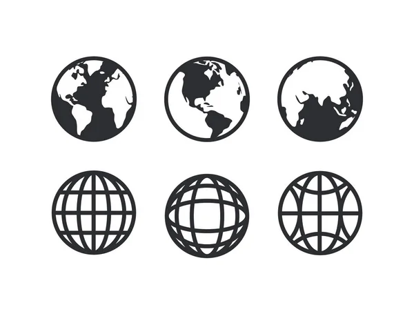 Set Von Globus Symbol Symbol Vektor — Stockvektor