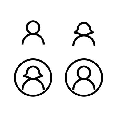 Kullanıcı erkeği ve kadın profil giriş simgesi vektörü