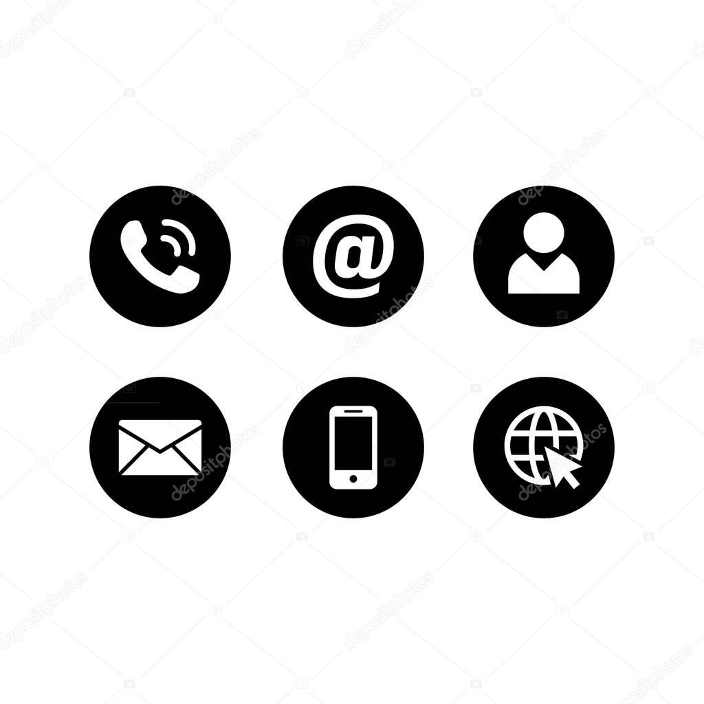 Contact icon set in flat style