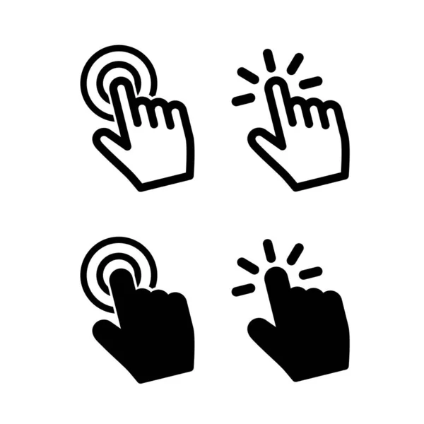 Hand Cursor Icons Click Set Vector Illustration — Stock Vector