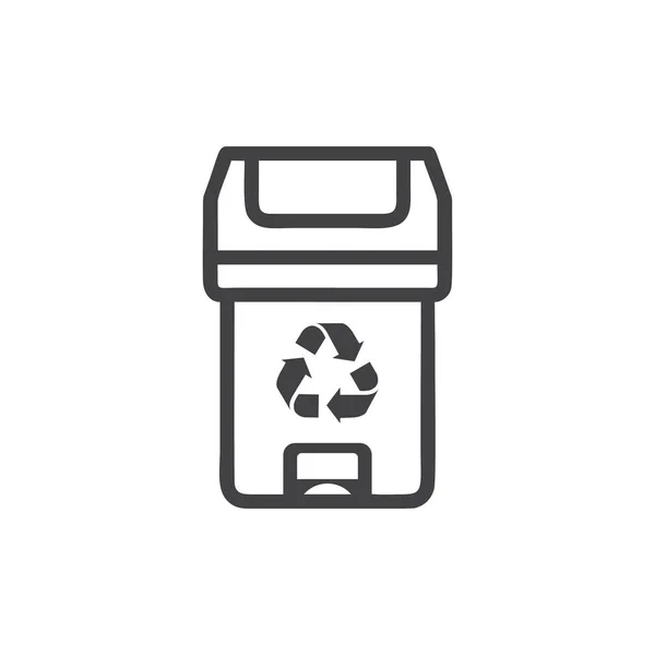 Černá Obrysová Ikona Odpadu Recyklace Bílém Pozadí — Stockový vektor