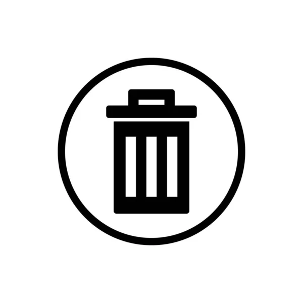 Ícone Lata Lixo Isolado Botão Círculo — Vetor de Stock