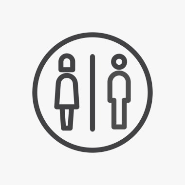 Çember düğmesinde tuvalet simgesi izole edildi