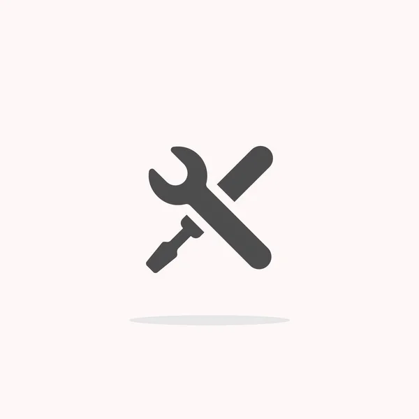 Zwarte Instellingen Tools Pictogram Geïsoleerd Witte Achtergrond — Stockvector