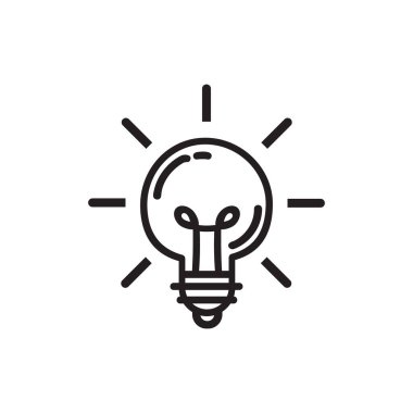 Ampul çizgisi ikon vektörü. Grafik tasarımı için fikir işareti, web sitesi, UI. EPS