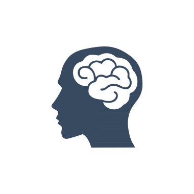 Beyni beyaz arkaplanda izole edilmiş beyin simgesi olan kafa