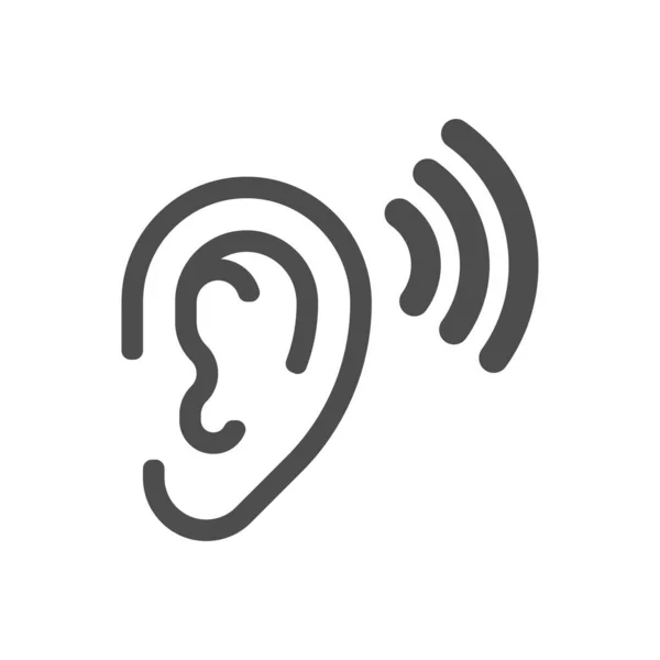 Oído Escuchar Audio Sonido Ondas Icono — Vector de stock