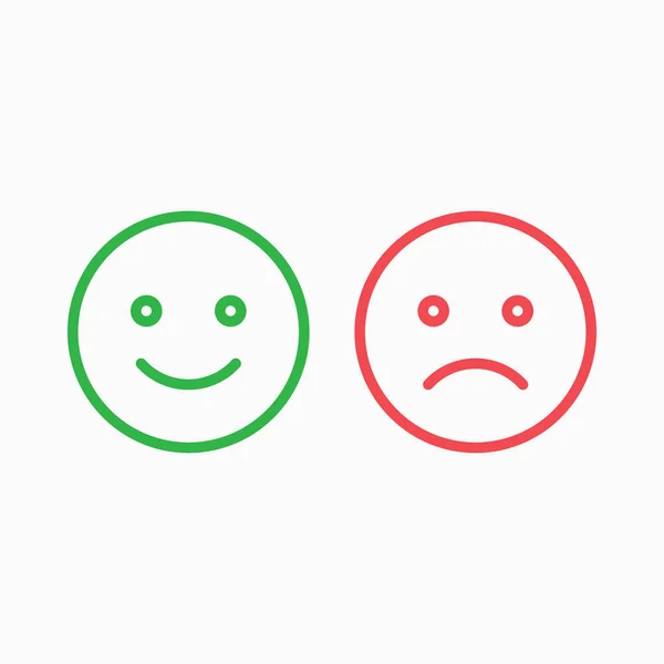 Conjunto Emoticonos Sonrisa Verde Rojo — Vector de stock