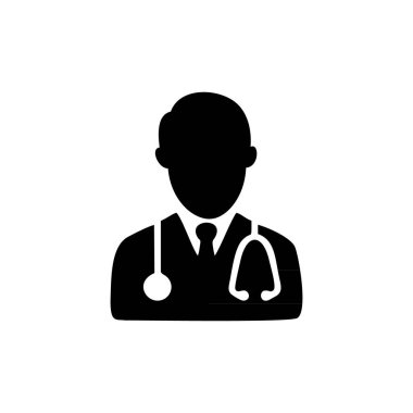 Beyaz arkaplanda doktor simgesi logosu