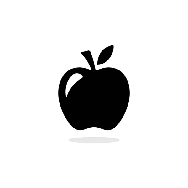 Apple Schwarze Silhouette Isoliert Weißen Hintergrund — Stockvektor