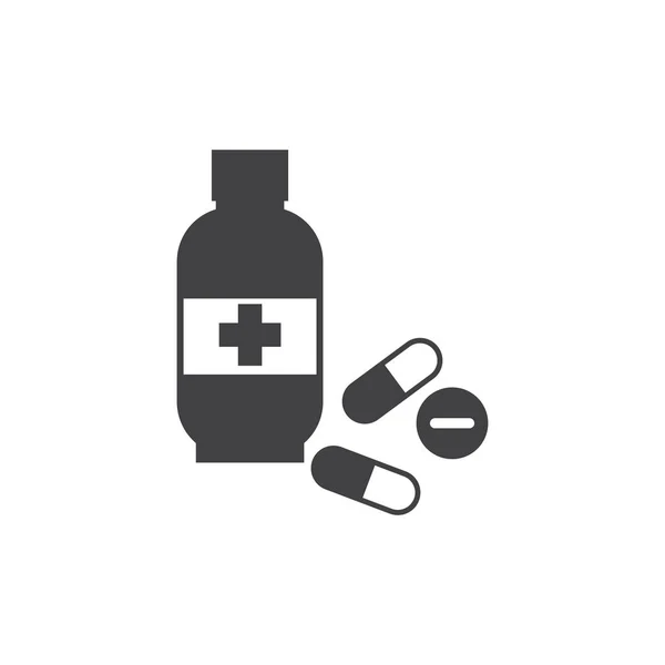 Medicamento Botella Píldora Símbolo Vector — Vector de stock