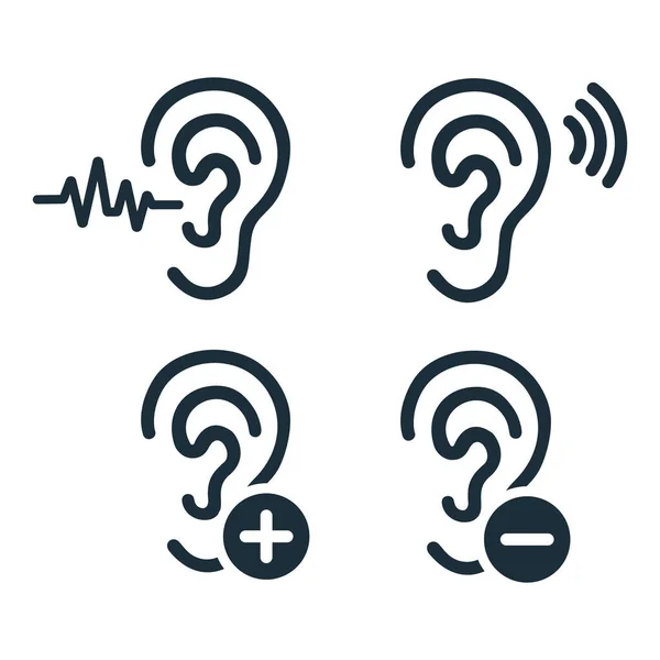耳朵听觉图标集矢量插图 — 图库矢量图片