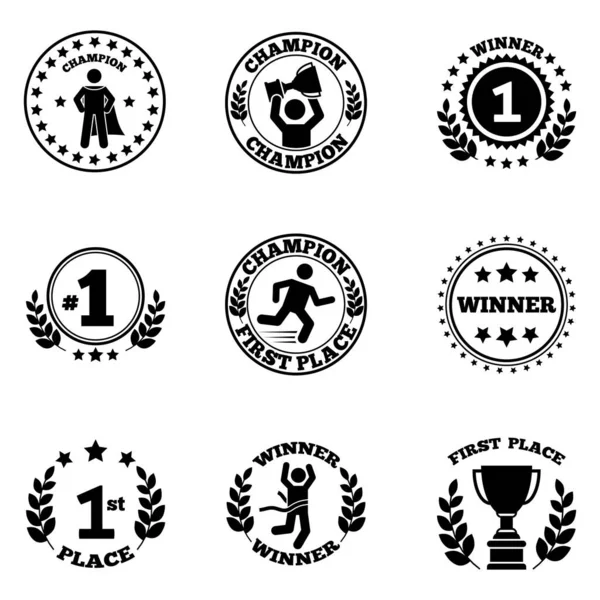 Fist Place Icon Set Isolated White Background — Stock Vector