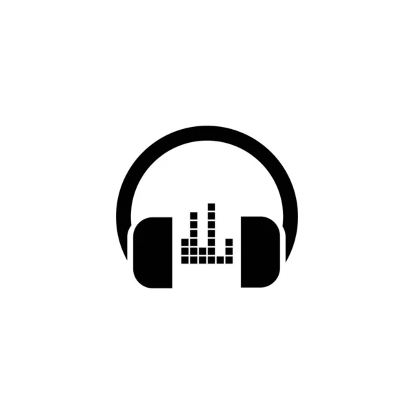 Λογότυπο Εικονιδίου Ακουστικών Που Απομονώνεται Λευκό Φόντο — Διανυσματικό Αρχείο