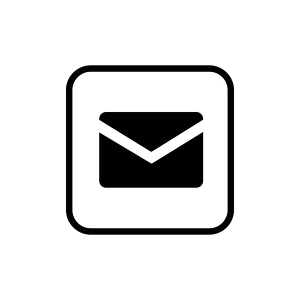 Mail Ícone Botão Preto Isolado —  Vetores de Stock