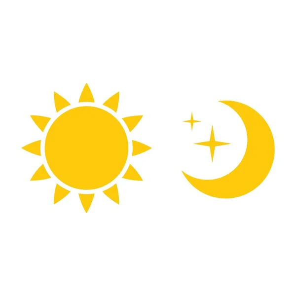 Logo Del Icono Plano Sol Luna — Archivo Imágenes Vectoriales