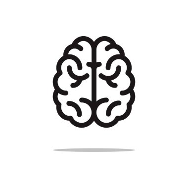 Beyaz arkaplanda izole edilmiş beyin vektörü simgesi