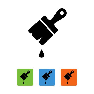 Beyaz üzerine izole edilmiş boya damlası ile boya fırçası