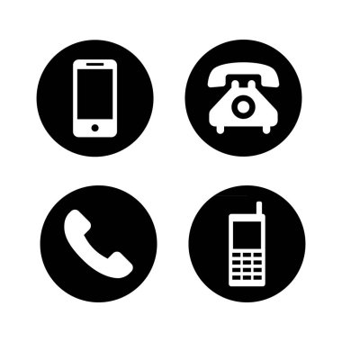 Telefon simgeleri beyaz arkaplanda izole edildi