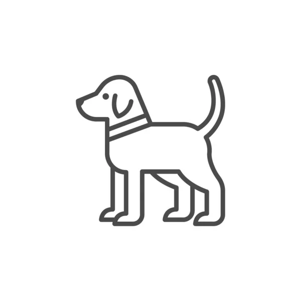 Pet Dog Line Icon Isolated White — Stock Vector