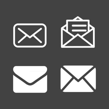 Zarf Posta Simgesi gri arkaplanda izole edildi