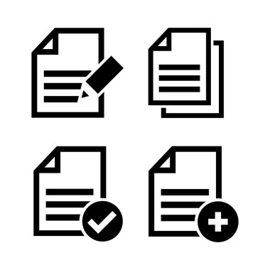 Dosya ekle, dosya düzenleme seti beyaz arkaplanda izole edildi