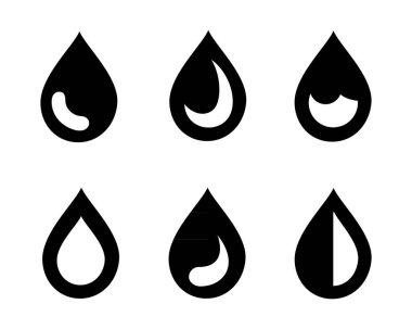 Düşür Su Simgeleri Vektörü beyaza izole edildi